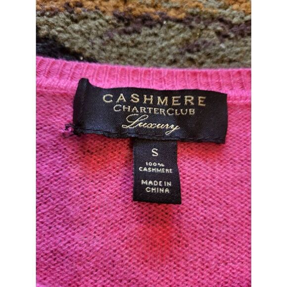 Charter Club Sweater Women's Small Hot Pink Cashmere Crew Pullover Soft - Picture 3 of 3